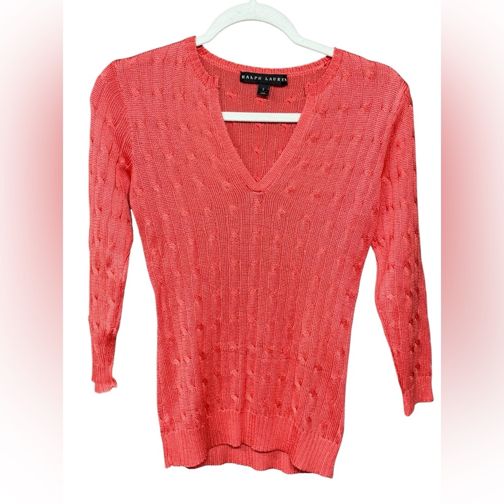 Ralph Lauren Black Label Silk Cable Knit V-neck Cardigan - Picture 2 of 6